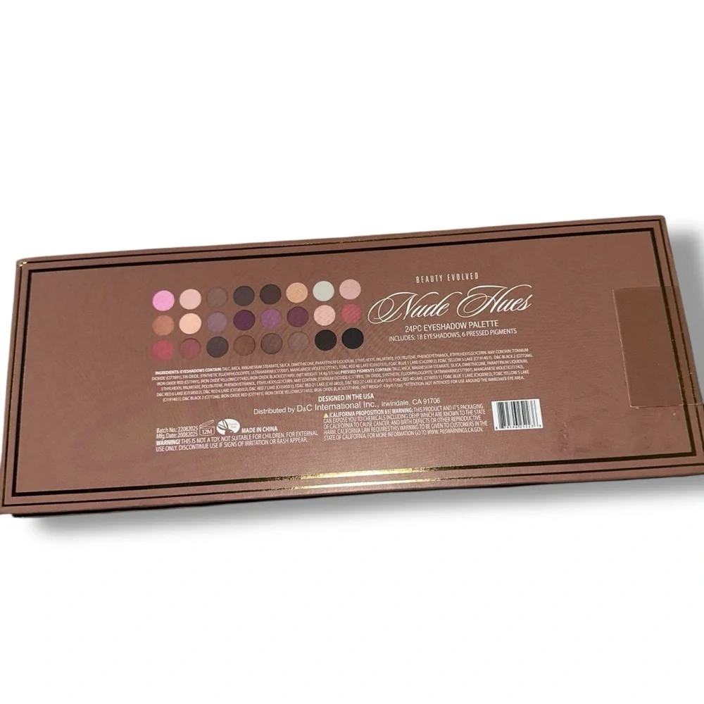BEAUTY EVOLVED Nude Hues Eyeshadow Palette with Pink Ribbon NIB NEUTRALS NATURAL